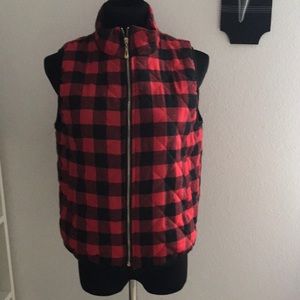 Buffalo check puffer vest